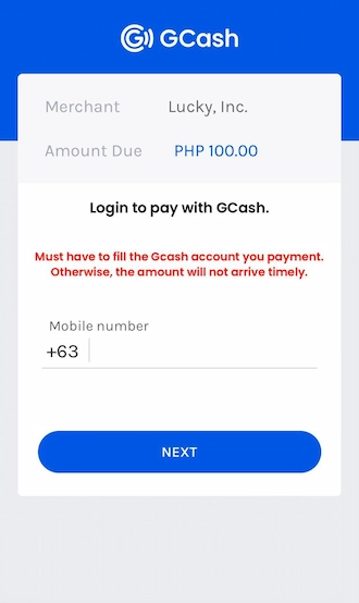 ✨Step 3: Players enter the mobile number registered with GCash to log in.