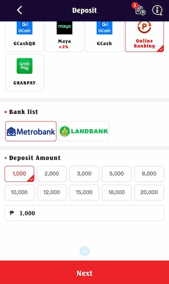 ✨Step 2: Select a bank and enter the payment amount.