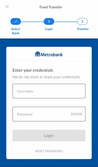 ✨Step 3: Players please log in to your bank account.